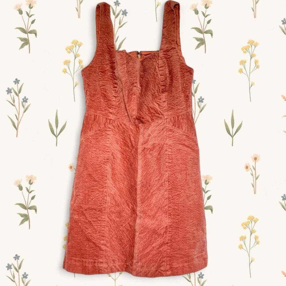 Retro Corduroy Mini Dress 70s Inspired Size S